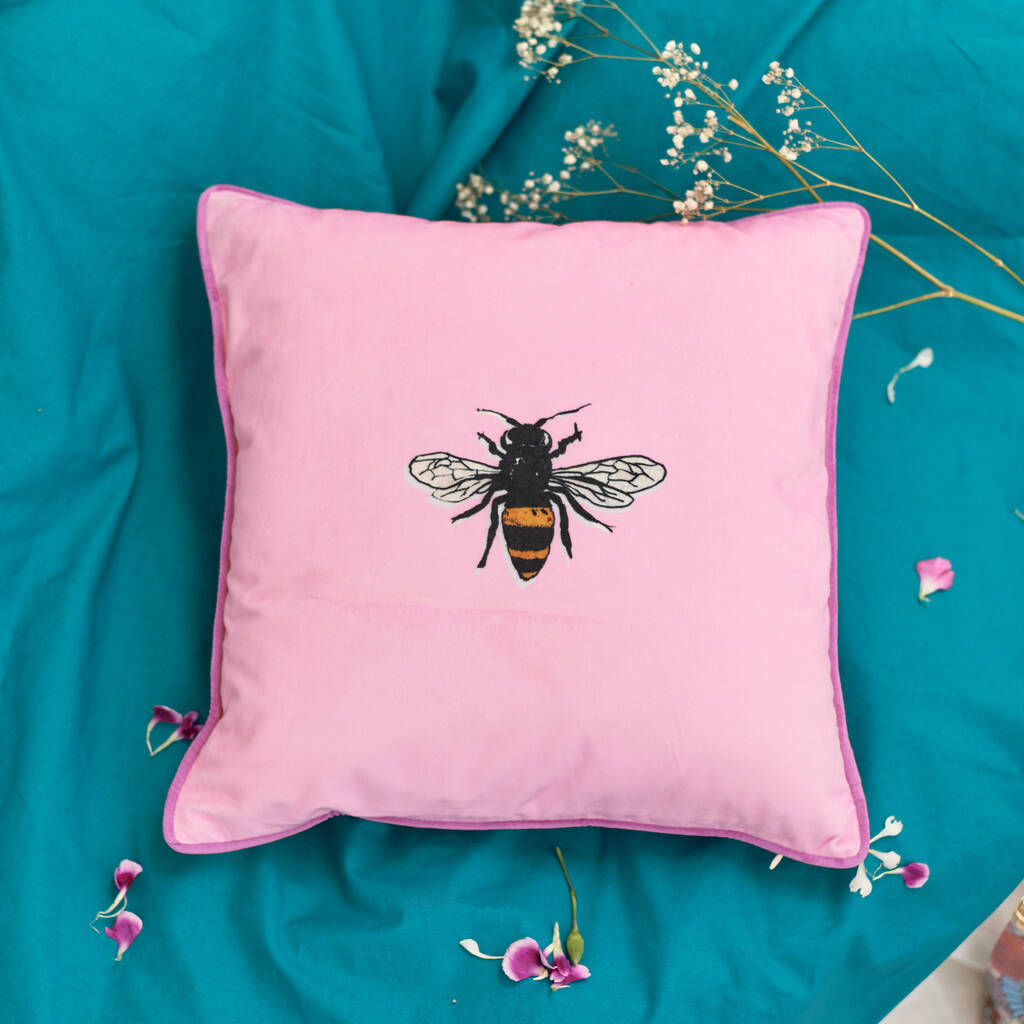 Velvet Cushion Cover 'The Bee' By JESSICA RUSSELL FLINT