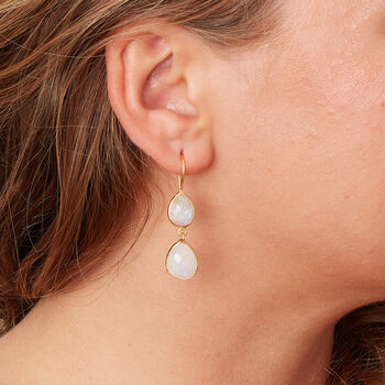 White Moonstone Double Gemstone Dangle Earrings, 2 of 12