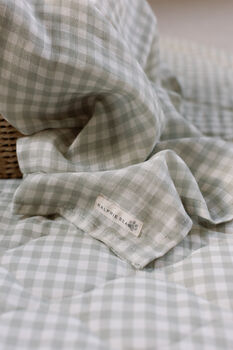 Gingham Sage Large Swaddle Muslin, 2 of 10