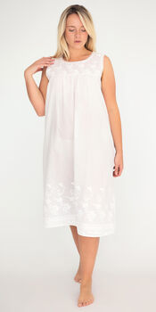 White Cotton Victorian Sleeveless Nightdress Sherie, 2 of 4
