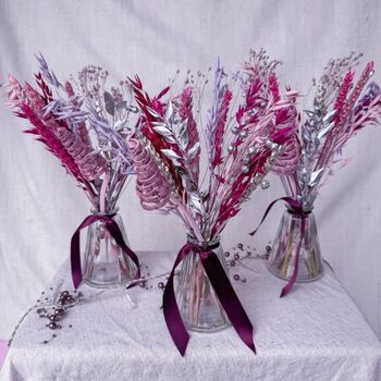 Pink And Silver Christmas Dried Flowers With Vase, 4 of 4