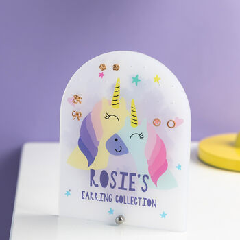 Personalised Unicorn First Earring Storage Display, 3 of 7