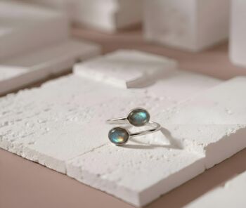 Adjustable Labradorite Open Ring In Sterling Silver, 3 of 3
