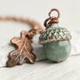 Verdigris Teal Gemstone Acorn Necklace, thumbnail 1 of 12