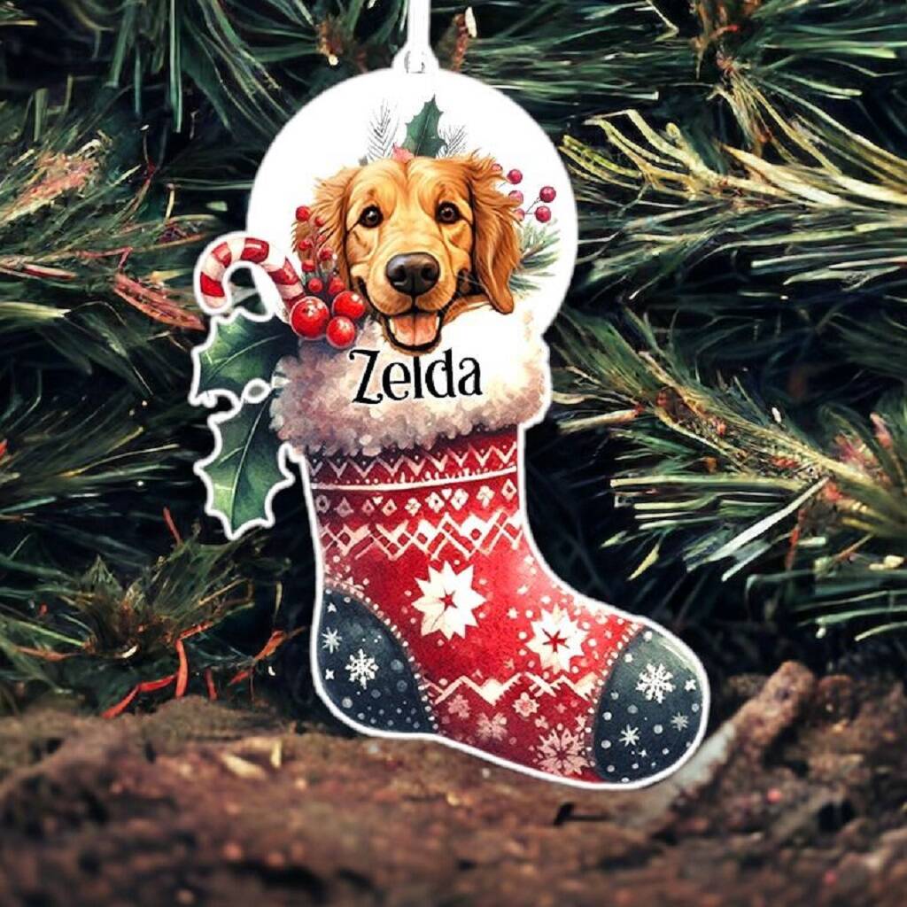 Personalised Golden Retriever Christmas Stocking Bauble By Floppsie Moppsie