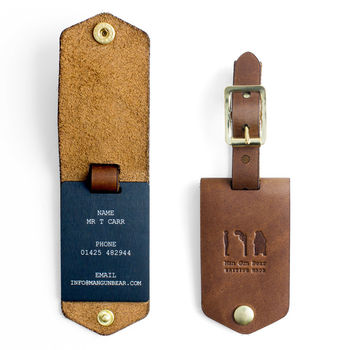 Leather Luggage Tag With Personalised Insert By Man & Bear ...