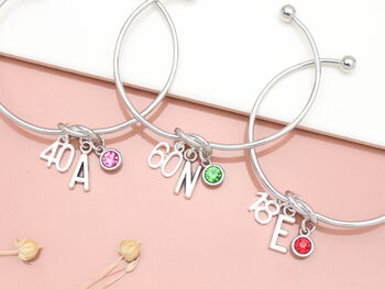Personalised Milestone Birthday Cuff Bracelet, 18th, 21st, 30th, 40th, 50th, 60th, 70th, 3 of 10