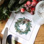Christmas Wreath Linen Cocktail Napkin, thumbnail 4 of 4