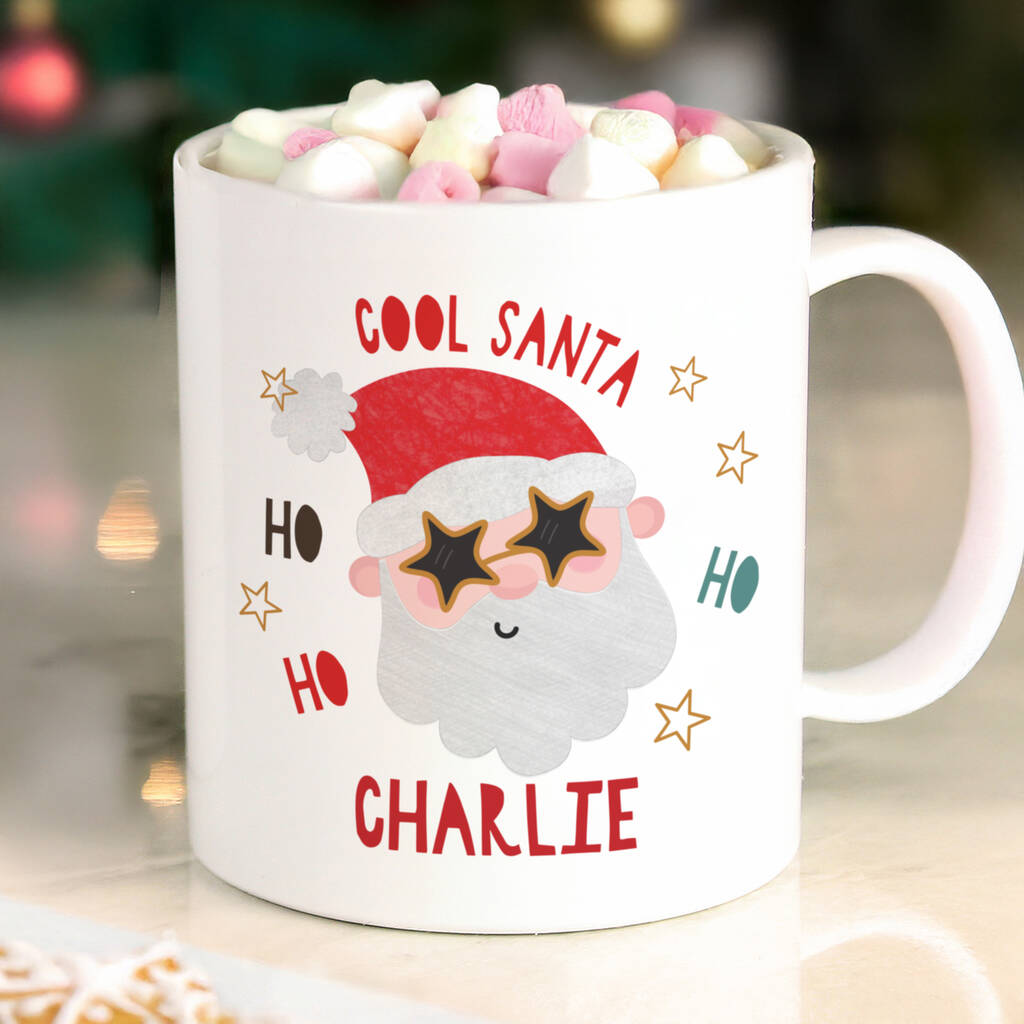 Personalised Cool Santa Plastic Christmas Mug, 1 of 4