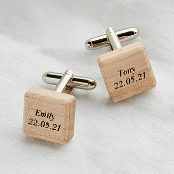 Personalised Wooden Square Cufflinks, 2 of 5