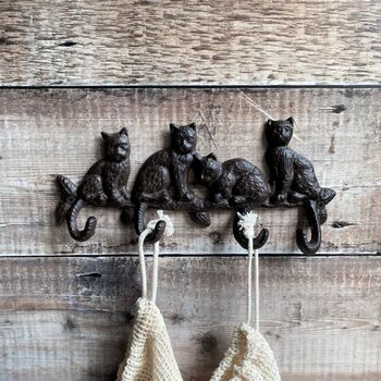 Cute Clowder Of Cats Wall Coat Hook Pair, 2 of 6