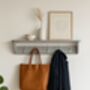 All Grey Coat Rack With Shelf, Shelf 10cm Deep, Shelf With Hooks, Black, Silver, Bronze, Copper, Chrome, Brass Hooks, Painted In F And B No.265, thumbnail 2 of 9