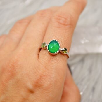 Green Onyx Tourmaline Sterling Silver Ring, 7 of 10