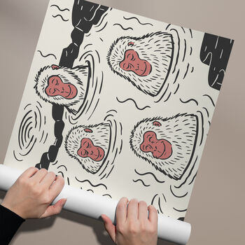 Snow Monkey Wall Art | Japanese Zen Bathroom Print, 8 of 9