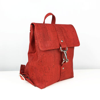 Sustainable Cork Small Backpack Red, 2 of 10
