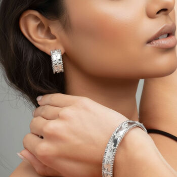 Kinmokusei Sterling Silver Plated Bead Floral Earrings, 2 of 5