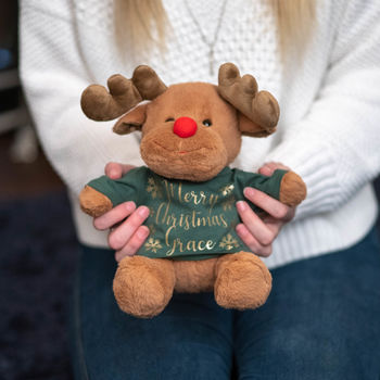 Personalised Christmas Reindeer Soft Toy, 3 of 4