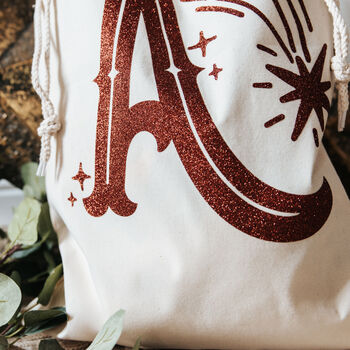 Glitter Initial Personalised Christmas Sack, 5 of 8