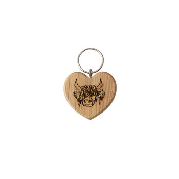 'Home Is Where The Herd Is' Oak Heart Keyring, 4 of 4