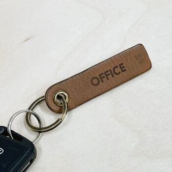 Personalised Tan Leather Keyring, 2 of 3