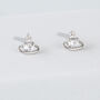 Sterling Silver White Crystal Halo Stud Earrings, thumbnail 3 of 5