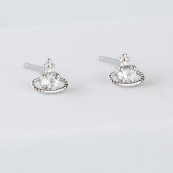 Sterling Silver White Crystal Halo Stud Earrings, 3 of 5