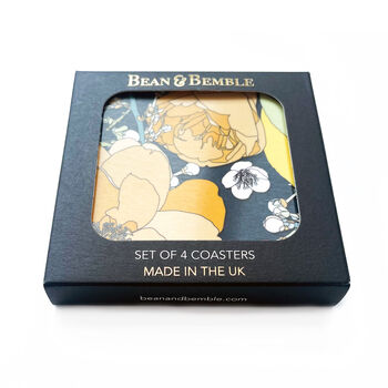 Floral Coasters Box Set Of Four Round Heat Resistant, 8 of 10