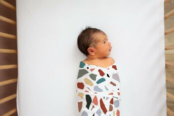 Muslin Swaddle Baby Blanket Terrazzo Newborn Gift Large, 8 of 10