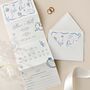 Dusty Blue Whimsical Concertina Wedding Invitations, thumbnail 1 of 4