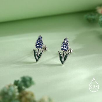 Grape Hyacinth Sterling Silver Stud Earrings, 4 of 11