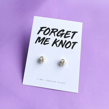 Forget Me Knot Silver Earrings With Choice Of Message Card, 8 of 8