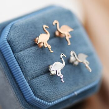 Sterling Silver Flamingo Stud Earrings, 2 of 12