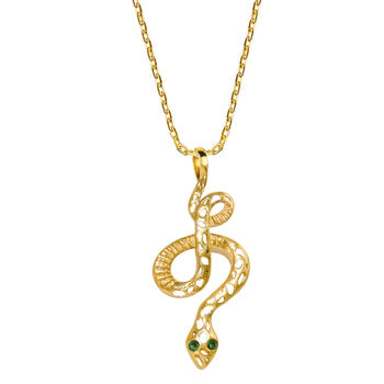 Serpentina Emerald Gold Plated Necklace, 4 of 8