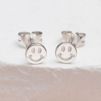 Silver Or Gold Plated Smiley Face Stud Earrings, 3 of 6