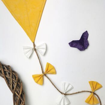 Bright Yellow Sunshine Kite Wall Decoration, Nursery Hanging, Yellow And White, 6 of 12