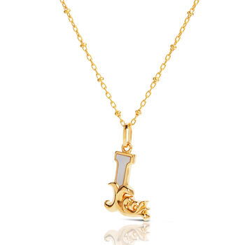 Gold Plated L Initial Necklace With Mother Of Pearl, 2 of 6