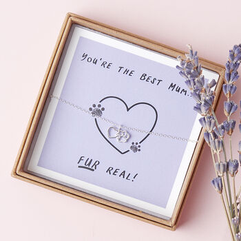 Silver Heart And Paw Pet Mum Mother's Day Bracelet, 4 of 7