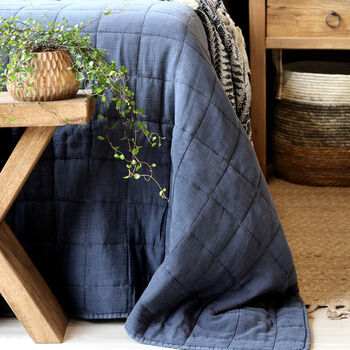 Midnight Blue Soft Quilted Throw, 2 of 3