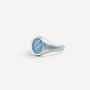 Silver Men's Blue Lace Agate Gemstone Oval Signet Ring, thumbnail 9 of 12