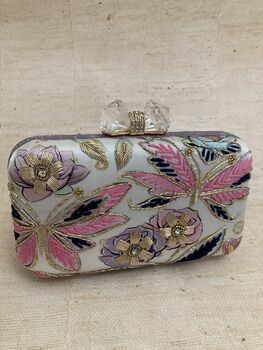 Multicoloured Handcrafted Clutch Bow Clasp Bag, 5 of 6