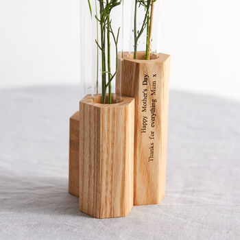 Personalised Triple Stem Vase In Solid Walnut, 9 of 11