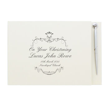 Personalised Ornate Swirl Guest Book And Pen, 4 of 5