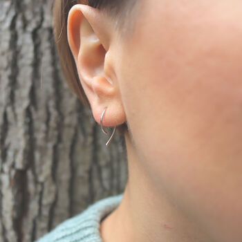 Open Hoop Geometric Earrings Solid Silver S925, 4 of 4