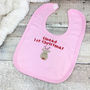 Personalised Embroidered First Christmas Bib, thumbnail 1 of 7