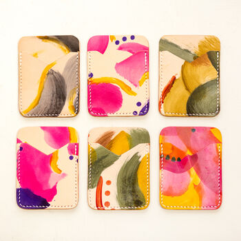 Hand Painted Leather Card Holder Tutti Fruity, 6 of 6
