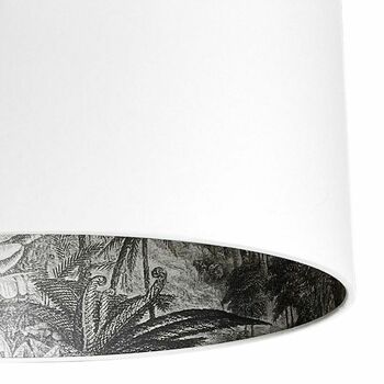 Charcoal Vintage Rainforest Lampshades In Crisp White, 3 of 6