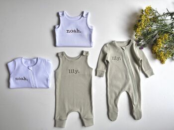 Personalised Baby Dungarees Romper | Embroidered, 5 of 12