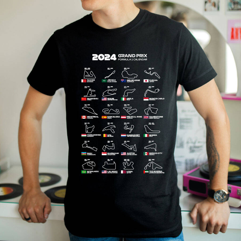 Formula One F1 2024 Calendar Track T Shirt Gift For Him By Yeah