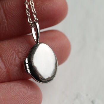 Sterling Silver Tiny Oval Locket Necklace, 4 of 9