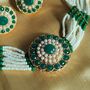 Multi Strand Pearl Green Stone Bridal Diana Set, thumbnail 7 of 9